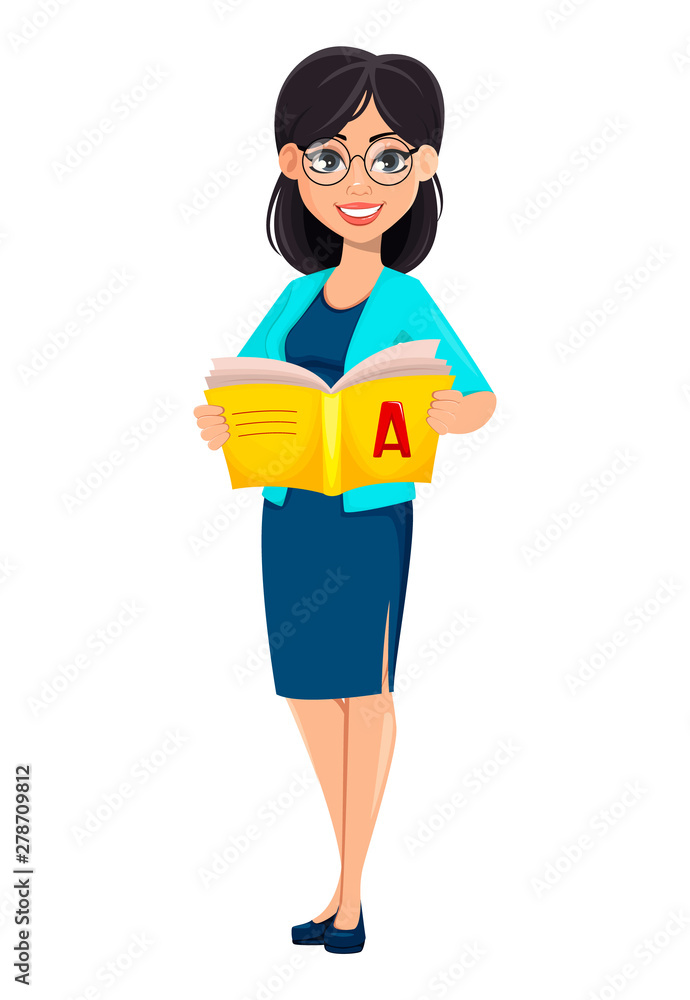 Back to school. Teacher woman cartoon character Back to school. Teacher woman cartoon character