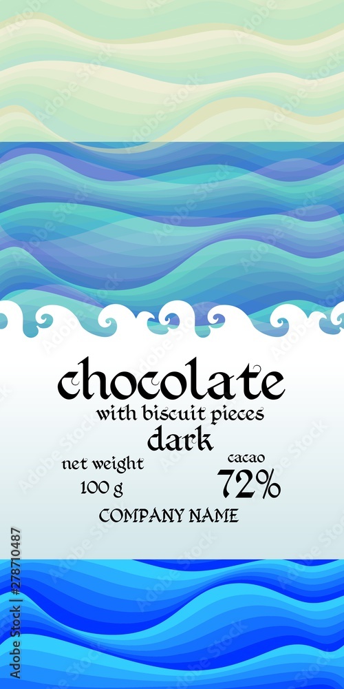 Chocolate bar package design. Beautiful marine background. Waved pattern. Chocolate bar package design. Beautiful marine background. Waved pattern.