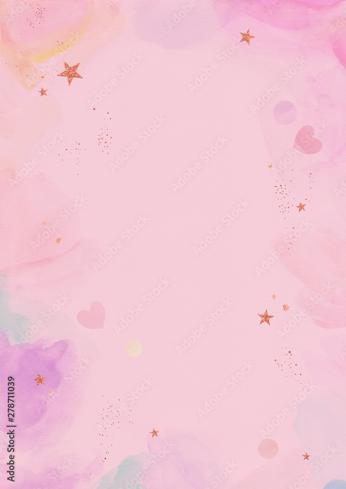 Watercolor background with glitter confetti. Watercolor background with glitter confetti.