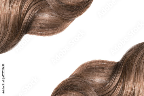 Brown shiny hair as background. Copyspace