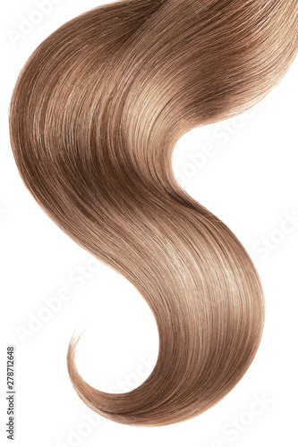 Foto Brown hair isolated on white background. Long ponytail.