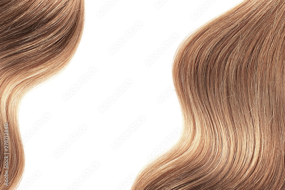 Fototapeta premium Brown shiny hair as background. Copyspace