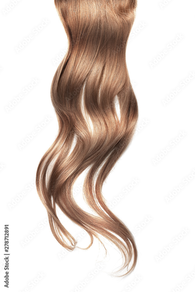 Brown wavy hair isolated on white background Brown wavy hair isolated on white background