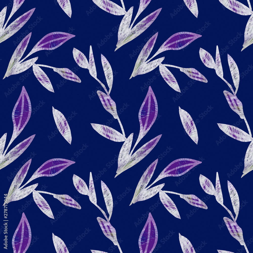 Floral illustration seamless pattern, leaves art. Floral illustration seamless pattern, leaves art.