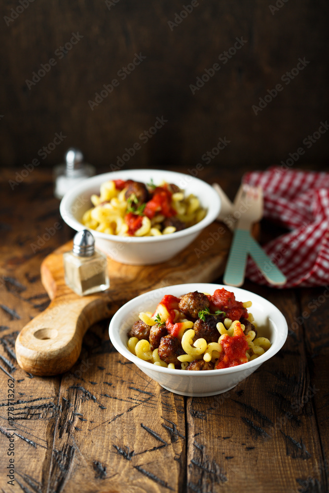 Pasta with meatballs and tomato sauce Pasta with meatballs and tomato sauce