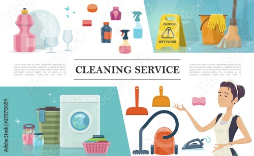 Cartoon Cleaning Service Concept