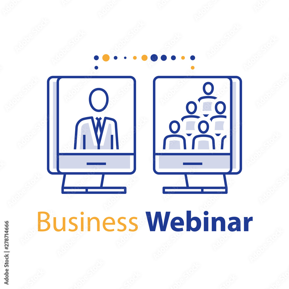 Internet seminar, business webinar, online training course, guidance and mentoring, web meeting, lecture speaker and audience Internet seminar, business webinar, online training course, guidance and mentoring, web meeting, lecture speaker and audience
