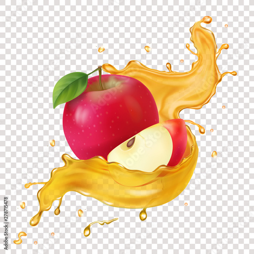 Apple juice realistic spiral splash vector icon