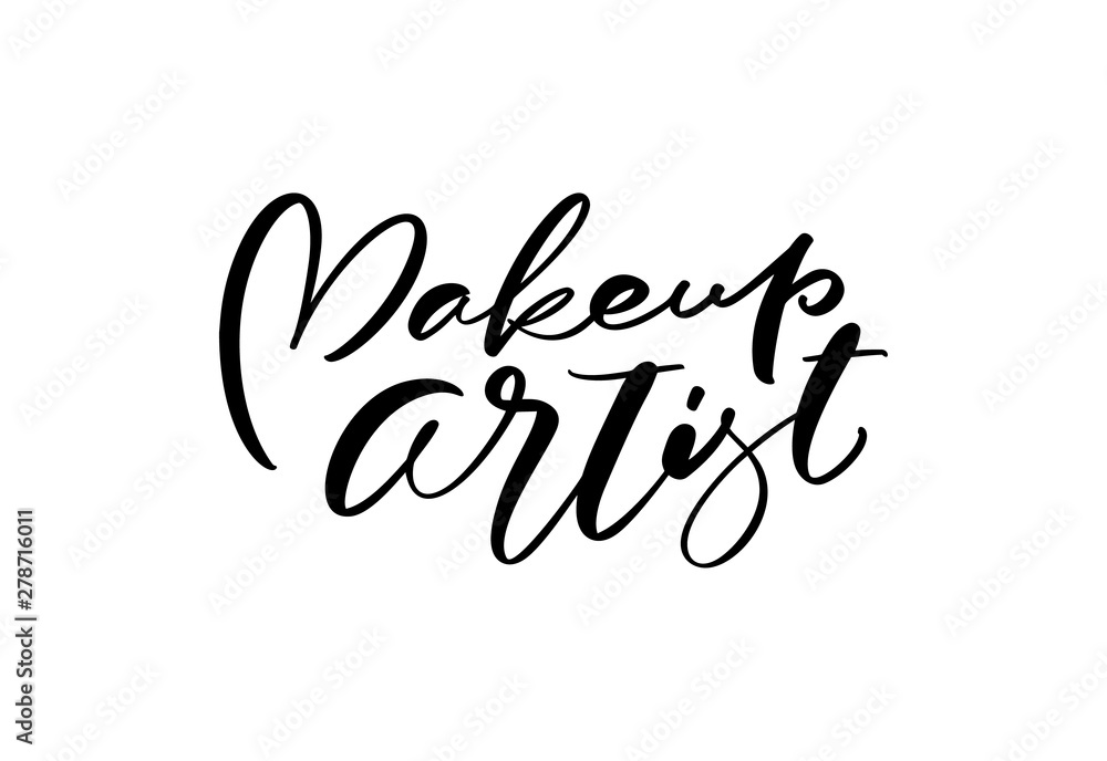 Obraz premium Calligraphy lettering text Make up Artist. Logo modern design vector illustration flat logo barber education