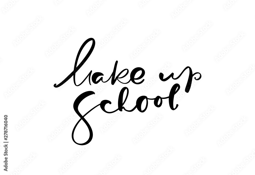 Calligraphy lettering text Make up School. Logo modern design vector illustration flat logo barber education