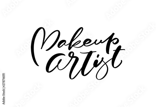 Calligraphy lettering text Make up Artist. Logo modern design vector illustration flat logo barber education