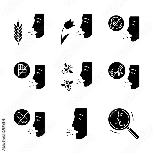 Allergies glyph icons set