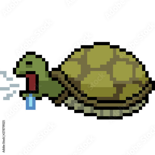 vector pixel art turtle yawn