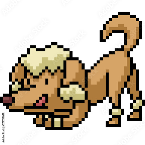 vector pixel art dog sniff