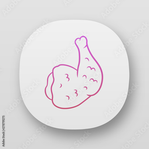Chicken ham app icon. Butchers meat. Meat production and sale. Protein source. Butchery business. UI/UX user interface. Web or mobile applications. Vector isolated illustrations