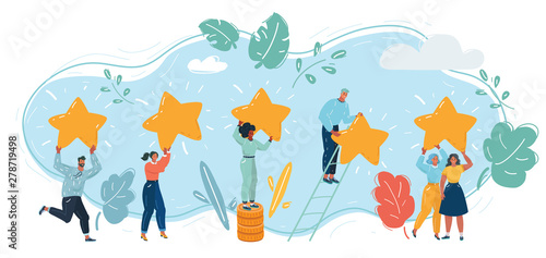 . People holding five golden star rating