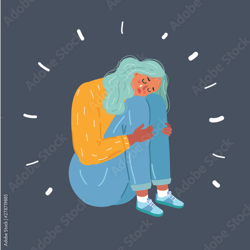 Sad teenager girl depressive expression