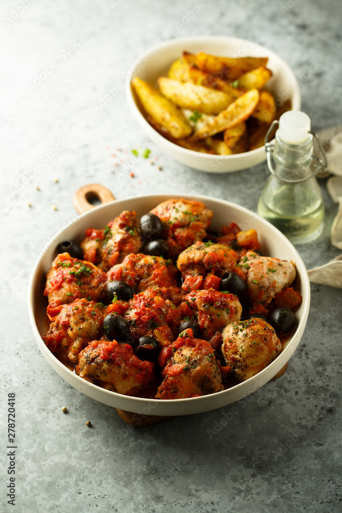 Roasted chicken with tomato and olives Roasted chicken with tomato and olives