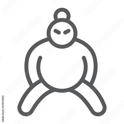 Sumo line icon, asian and character, japanese wrestler sign, vector graphics, a linear pattern on a white background.