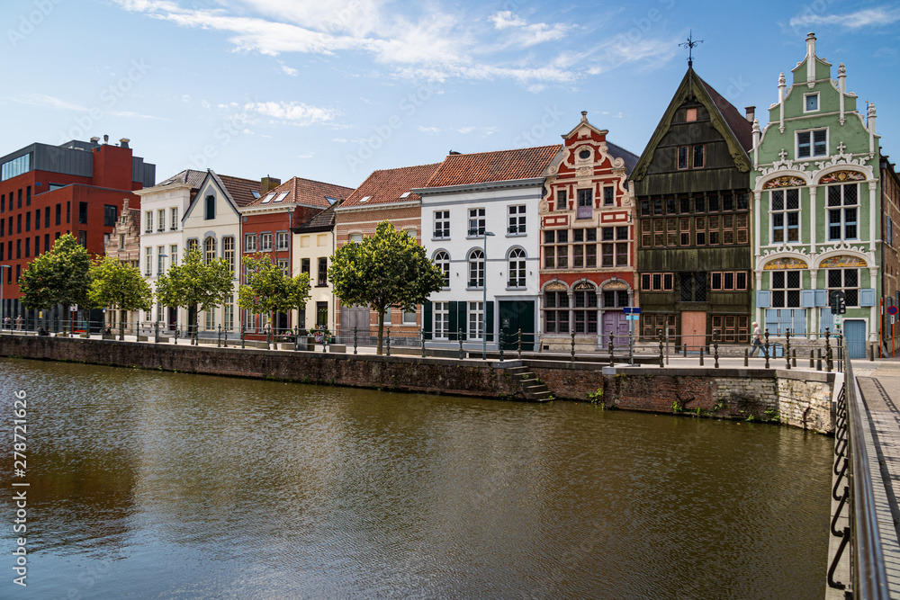 Medieval houses on the River Dilje, Mechelen, Belgium