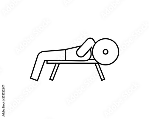 Skull crusher icon in line style, one of the exercises to form and enlarge the arm and triceps muscles.- vector