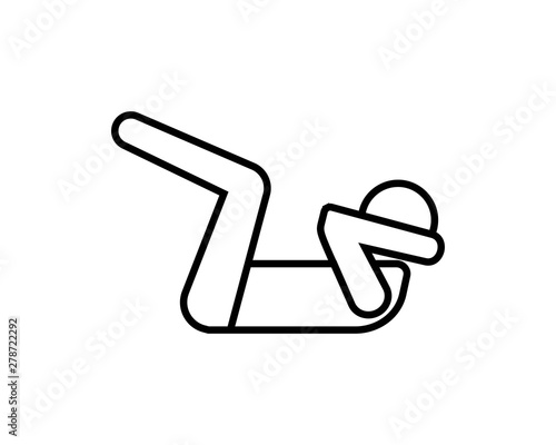 Simple sit up icon in line style isolated on white background. Sit ups are one of the exercises to form the abdominal muscles so that you will see a six pack.- vector