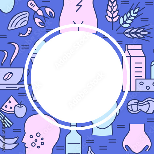 Food allergy banner template in colored line style