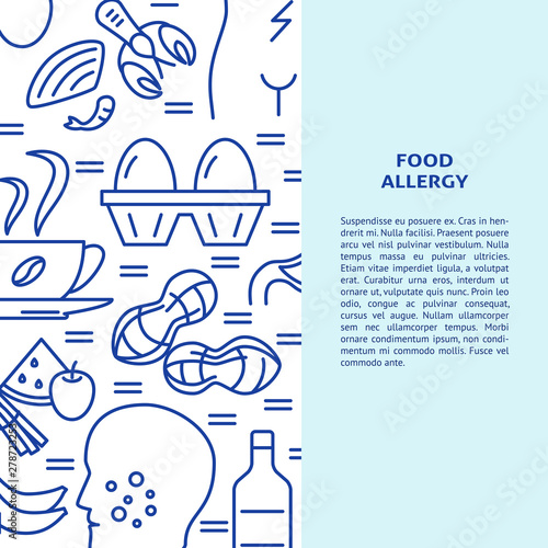 Food allergy banner template in line style