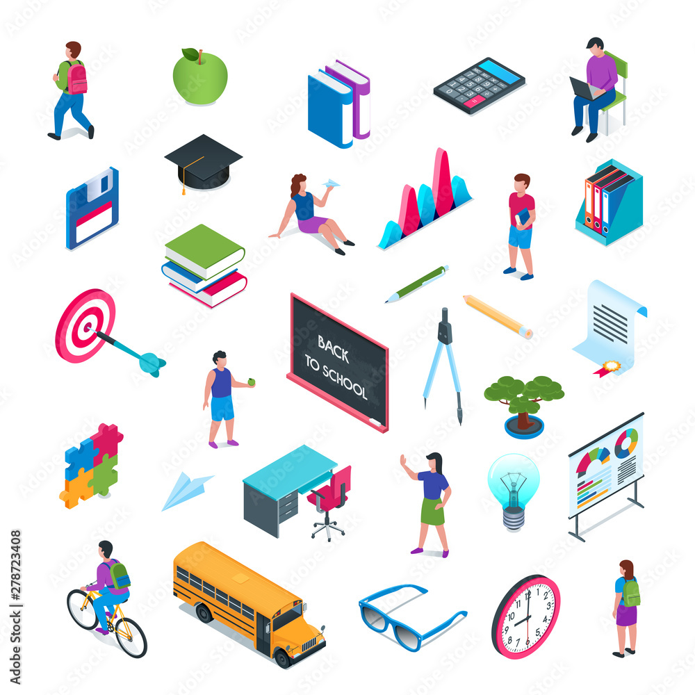 School and education isometric icon set 02 School and education isometric icon set 02