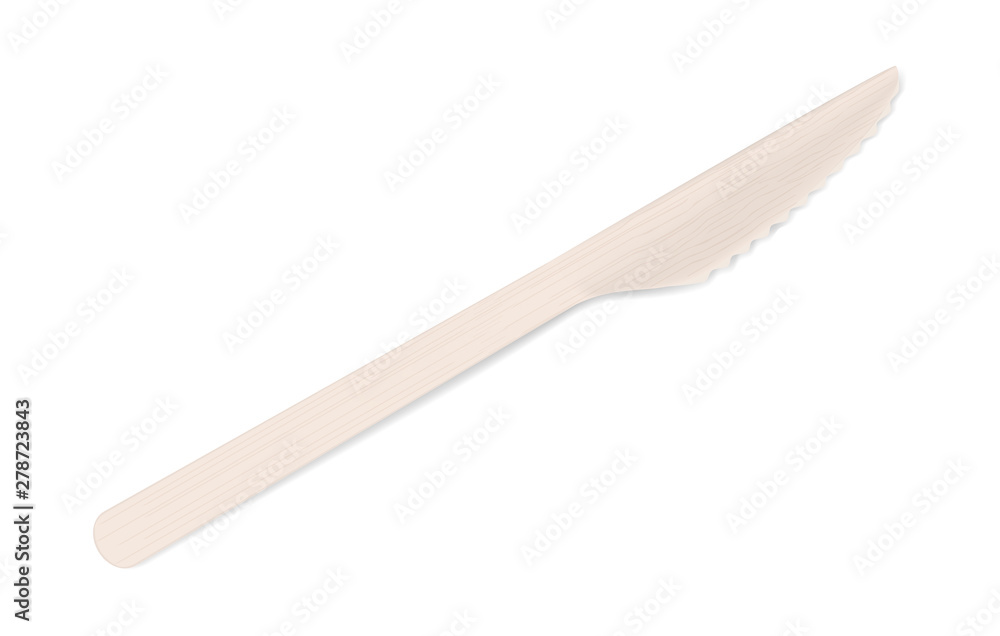Wooden bamboo knife isolated on white background, vector illustration Wooden bamboo knife isolated on white background, vector illustration