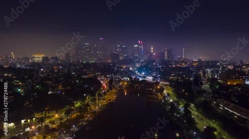 Wallpaper Mural 4th of July fireworks countdown in Echo Park Los Angeles cityscape aerial panorama 4k California Torontodigital.ca