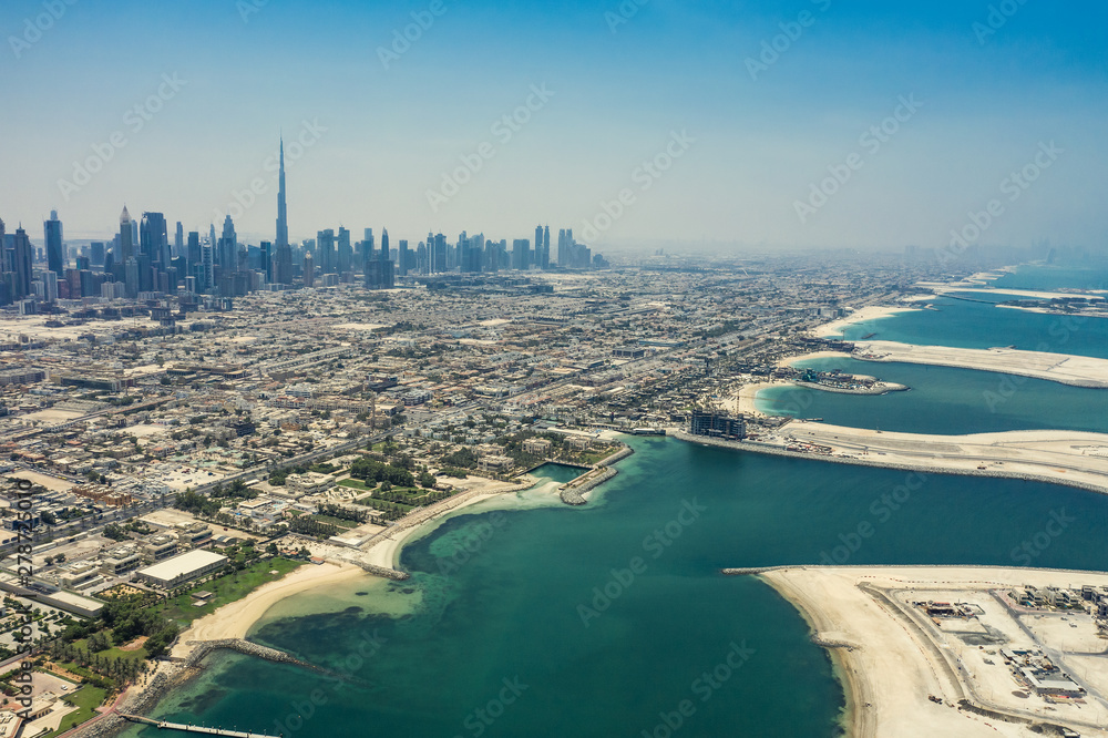 Aerial view on Dubai, UAE, on a summer day