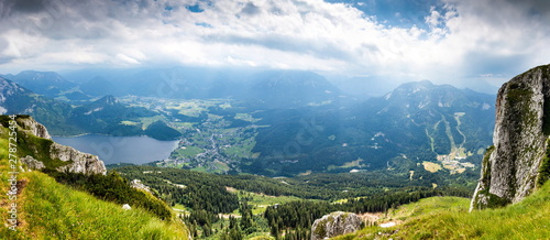 View on lake Altaussee from Loser peak. Austria.