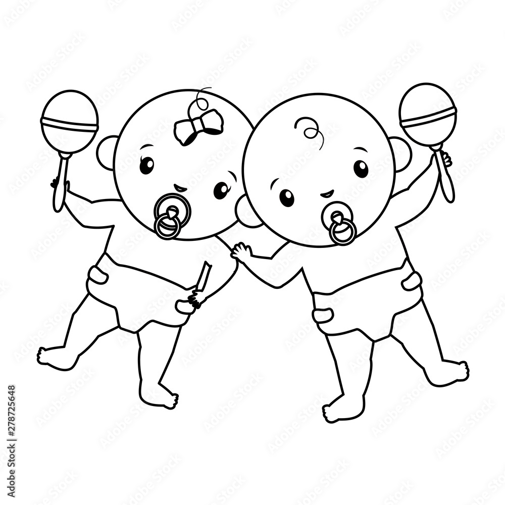 cute little babies couple with maracas characters cute little babies couple with maracas characters