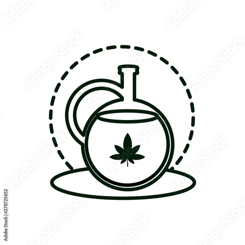 oil jar with cannabis leaf plant