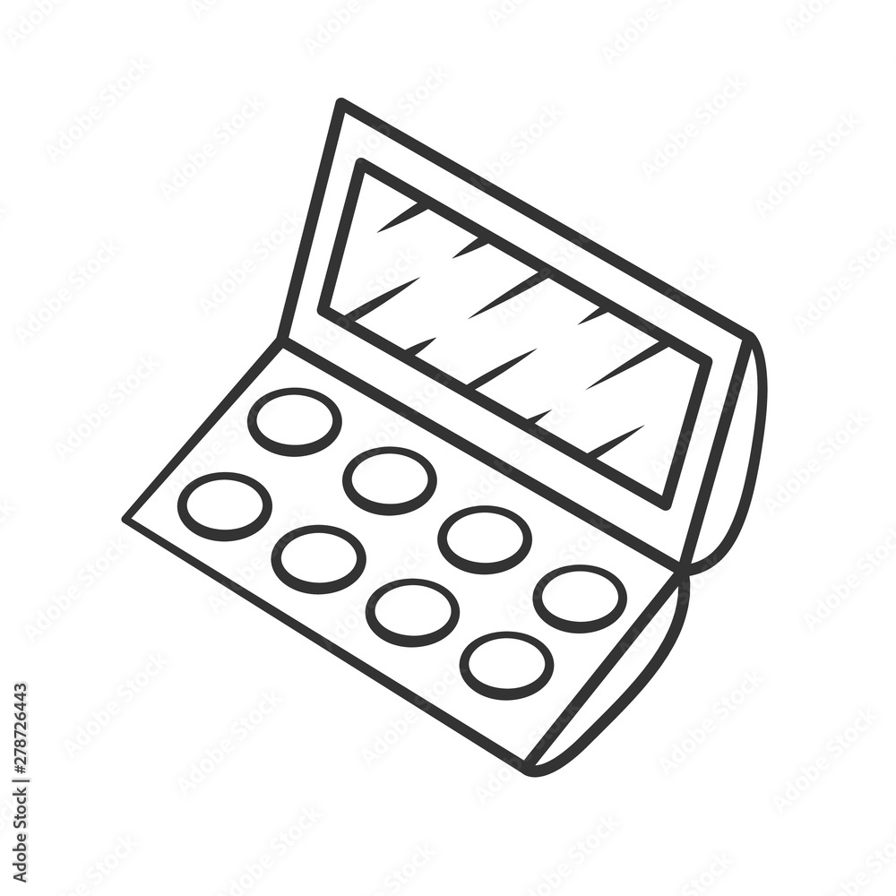 Compact eyeshadow palette linear icon. Feminine fashion product thin line  illustration. Contour symbol. Cosmetologist tool vector isolated outline  drawing. Editable stroke. Facial makeup attribute Stock Vector | Adobe Stock