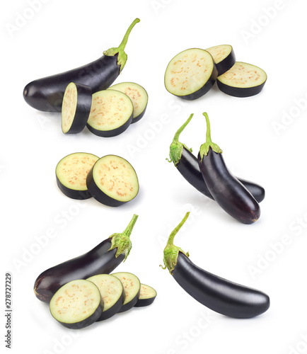 eggplant set on white background photo