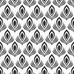 Acrylglasbilder Pfauenmuster Monochromes Pfauenfedern Muster elegant  © Andrey