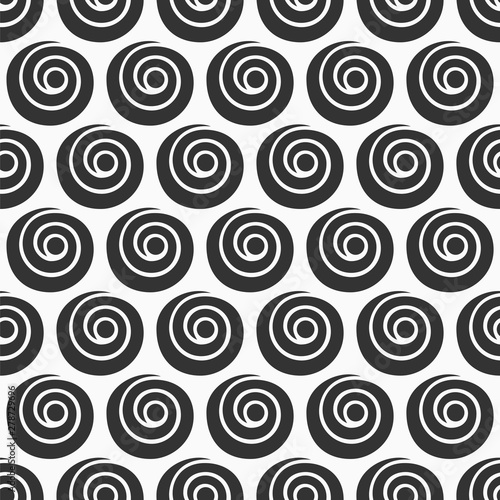 Abstract seamless pattern of spirals and circles.