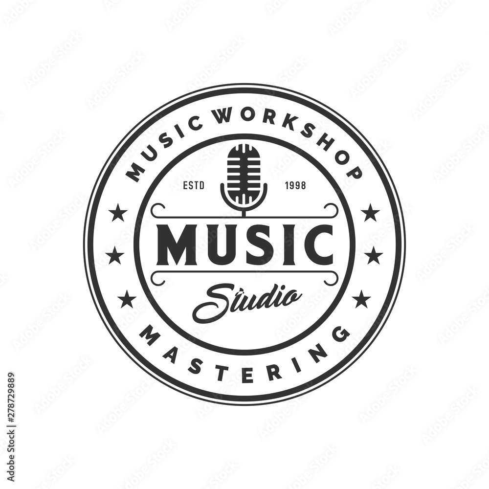 vintage music and badge logo template