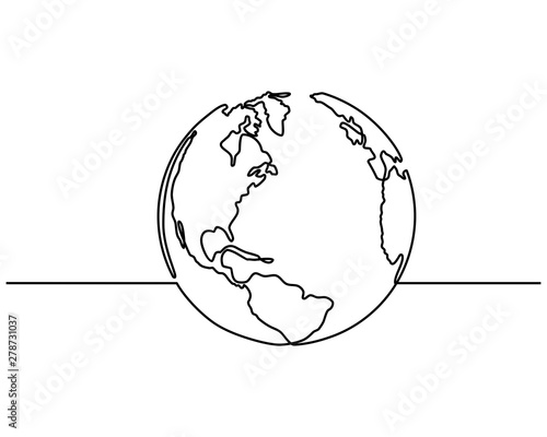 Continuous line drawing of globes earth. planet Earth icon. Globe Map Template Monochrome Design for Education, Science, Web Presentations isolated on white background
