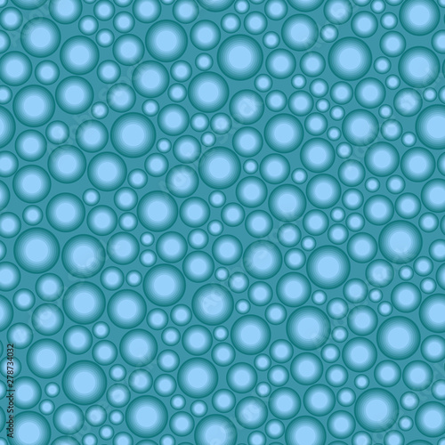 Seamless pattern. Disjoint geometric elements of a round shape chaotically located on a blue background.