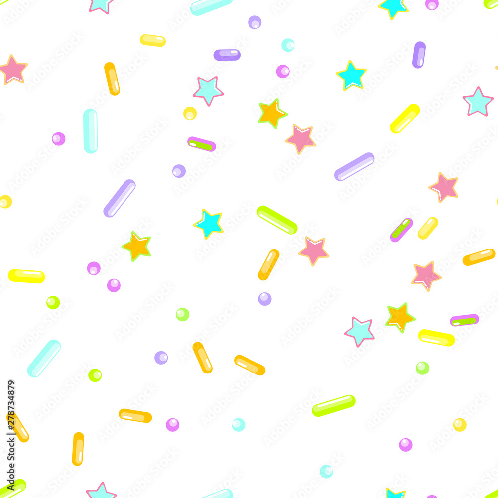 Sprinkle Cupcake Donut Topping. Seamless Pattern Sprinkle Cupcake Donut Topping. Seamless Pattern