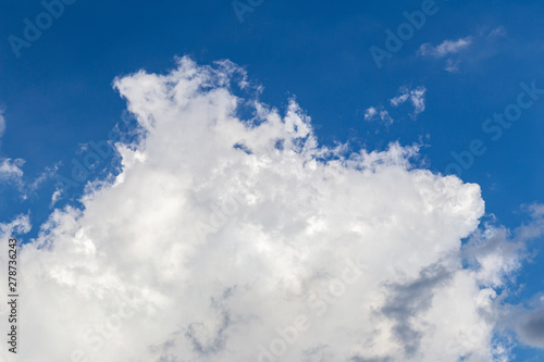 the blue sky background with tiny clouds