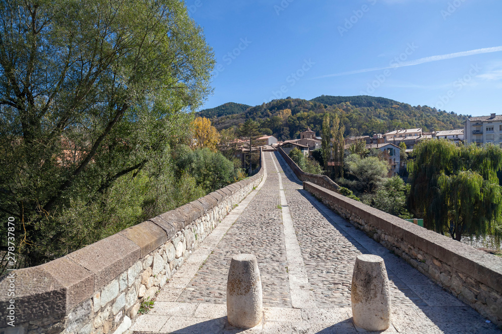 Sant Joan de les Abadesses, Catalonia, Spain. Old bridge, Pont Vell.