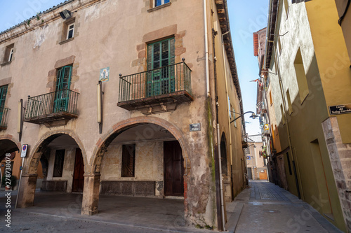 Sant Joan de les Abadesses  Catalonia  Spain. Main square village.