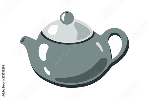 Teapot icon image vector monochrome illustration. Grey flat tea pot picture.