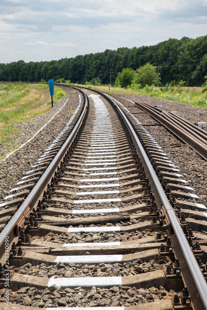Railway railway leaving for horizon. Railway close-up. Railway railway leaving for horizon. Railway close-up.