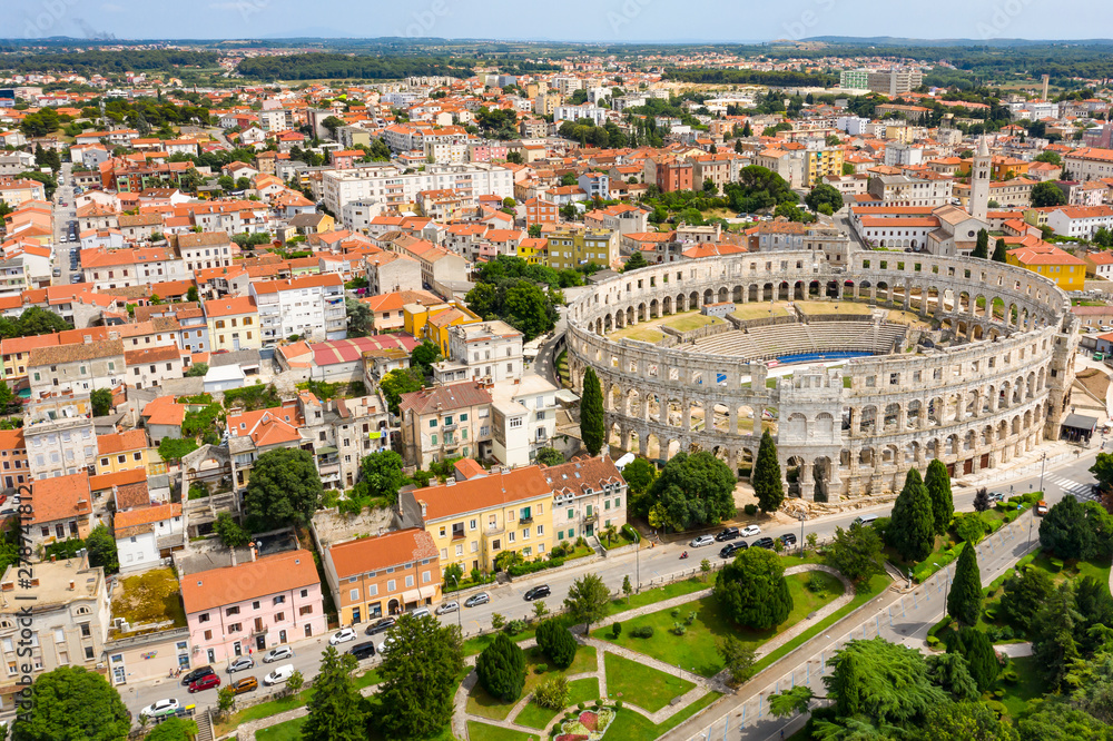 Aerial view of old town and ancient architecture building