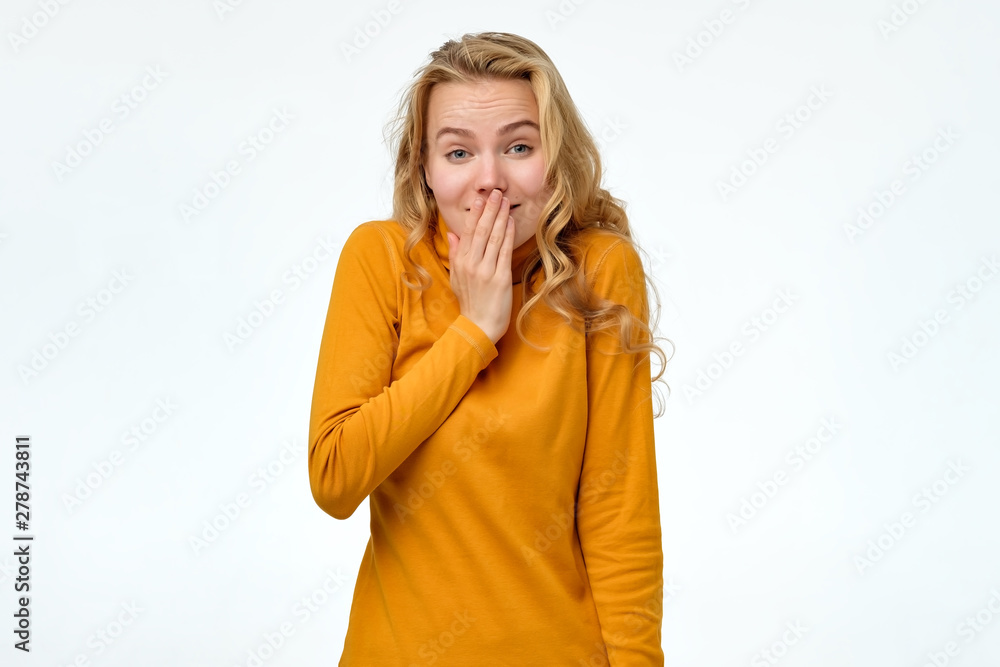 Oops I did it. Young teenager female realises her bad mistake. Studio shot. Oops I did it. Young teenager female realises her bad mistake. Studio shot.